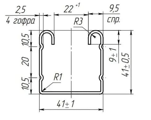 Оцинкований профіль 2,1 м (41x41x9x8x1,5мм) для сонячних панелей