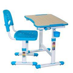 Парта со стульчиком FunDesk Piccolino II Blue, Парта и стул, 66,4 см, 47,4 см, 664 x 474 x 540 - 760 мм