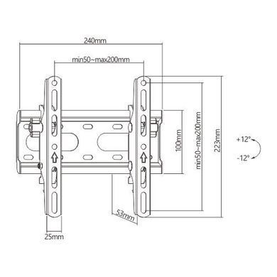 Кронштейн UniBracket BZ01-23. Настінне похиле кріплення для телевізора 23 - 43 дюймів