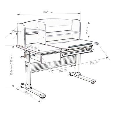 Порта Cubby Rimu Blue, Парта, 110 см, 60 см, 1100 x 600 x 880 - 1085 мм