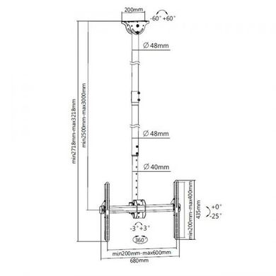 Потолочный крепеж для ТВ iTech Celb-54XL