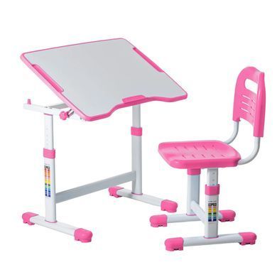 Парта со стульчиком FunDesk Sole ll Pink, Парта и стул, 70 см, 50 см, 700 x 500 x 510 - 760 мм