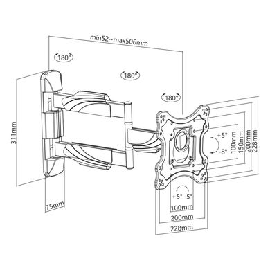 Кронштейн Brateck KMA28-223L. Настінне кріплення для телевізора
