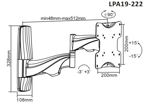 Кронштейн для ТВ Brateck LPA19-222B