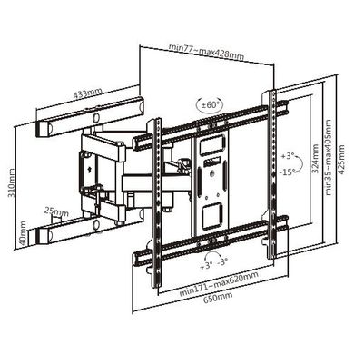 Крепление для ТВ Brateck LPA61-466