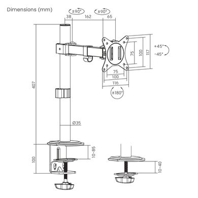 Кронштейн Brateck LDT66-C011. Настольное крепление для монитора