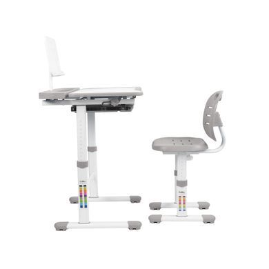 Парта со стульчиком FunDesk Cura Grey, Парта и стул, 66,4 см, 49,3 см, 664 х 493 х 540 - 766 мм