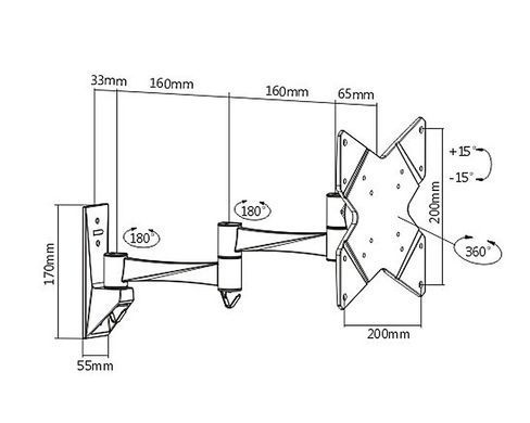 Кронштейн для ТВ Brateck LDA01-222