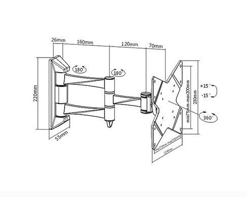 Кронштейн для ТВ Brateck LDA01-223