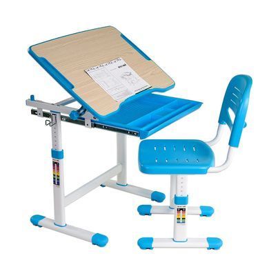 Парта со стульчиком FunDesk Piccolino Blue, Парта и стул, 66,4 см, 47,4 см, 664 x 474 x 540 - 760 мм