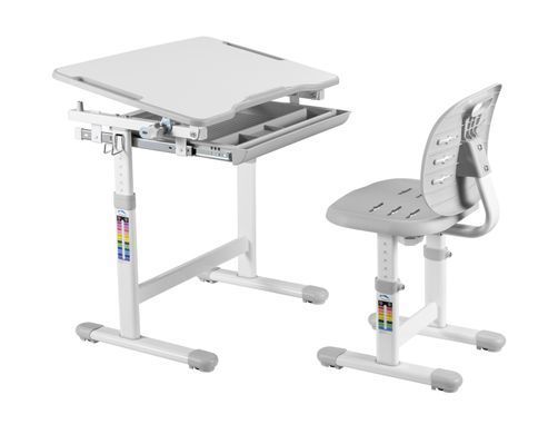 Парта со стульчиком FunDesk Piccolino Iii Grey, Парта и стул, 66,4 см, 47,4 см, 664 x 474 x 540 - 760 мм